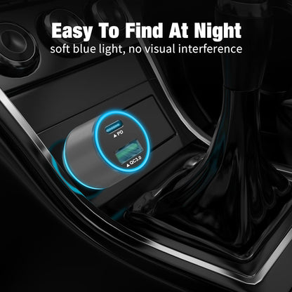 38W USB C Car Charger Adapter, 20W Fast USB-C & 18W Rapid QC3.0 Ports, 12V Cigarette Lighter Adapter for Iphone 17/16 /15, Google Pixel, Samsung, Android Phones Auto Accessories for Men - Gray