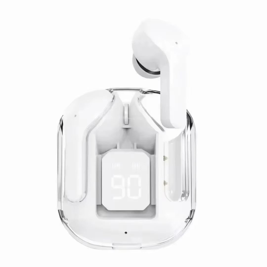TWSHK3 Wireless Bluetooth Earphone Noise Canceling Hifi Stereo Sport Headphones with Digital Display Transparent Charging Case