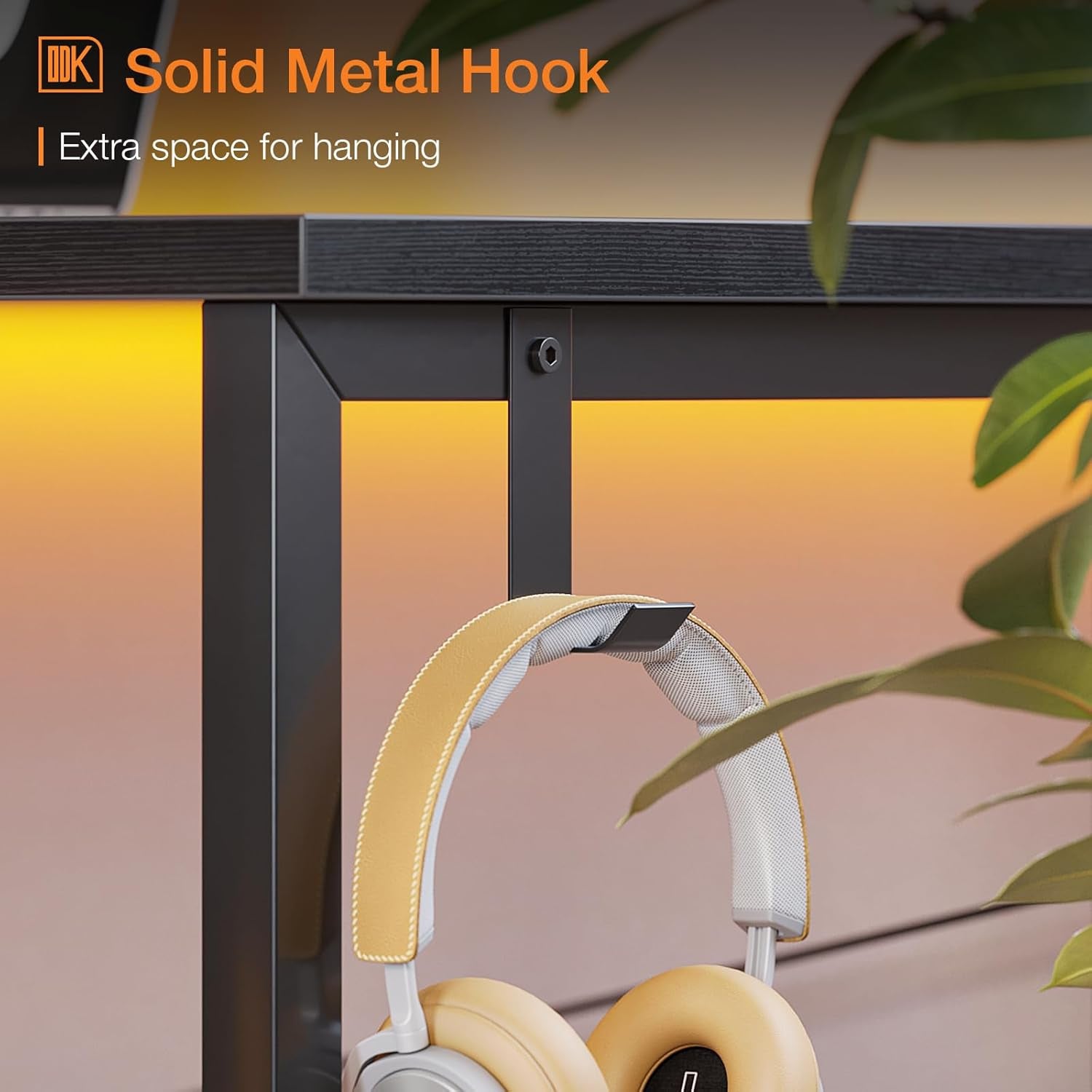 Computer Desk Large Office Desk, 48 Inch Writing Desk with Storage, Modern PC Desk Work Table with Headphone Hook for Home Office, Black